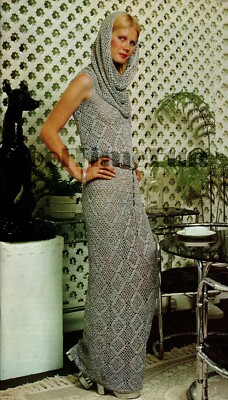 Crochet Patter Womens Dress, Cowl Neck. Summer Festival Hippie. | eBay