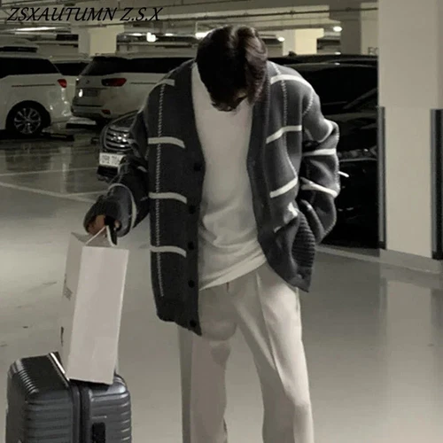 Retro Para Hombres Otoño Invierno Prendas de Punto Cárdigan Tejido Suéter Informal Ropa de Calle Prendas para el torso - Imagen 4 de 18