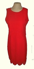 New Dress Samlin Ladies Shift Tiered Eyelets Crinkle Bright-Red MSRP-$95. L
