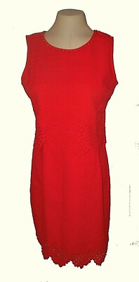 New Dress Samlin Ladies Shift Tiered Eyelets Crinkle Bright-Red MSRP-$95. L  | eBay
