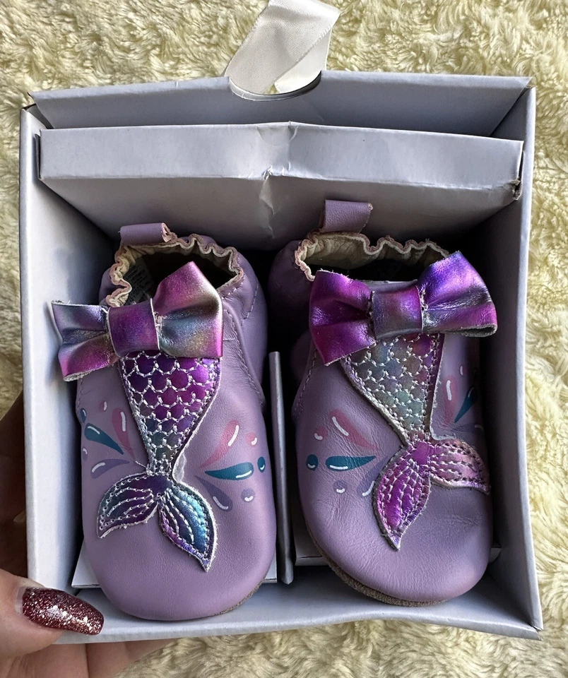 Nuevo Robeez Sirena Suelas Suaves Bebé Niña Zapatos Púrpura Talla 6-12 Meses Foto 2 de 4