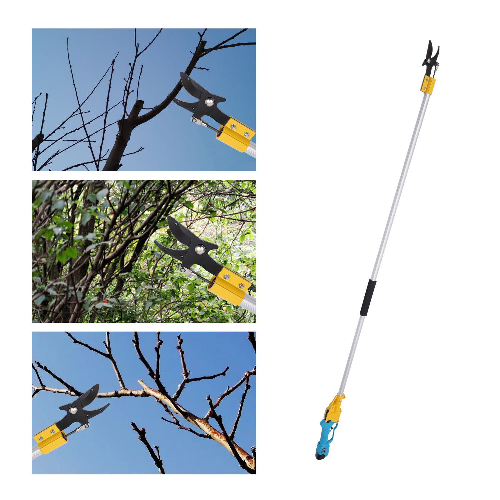 500W Cordless Electric Pruning Shears with Extension Pole and Dual Batteries  