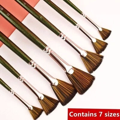 7-teilig Pro Art Fan Malpinsel Set Acrylöl Aquarell Künstler Farbpinsel - Bild 1 von 4