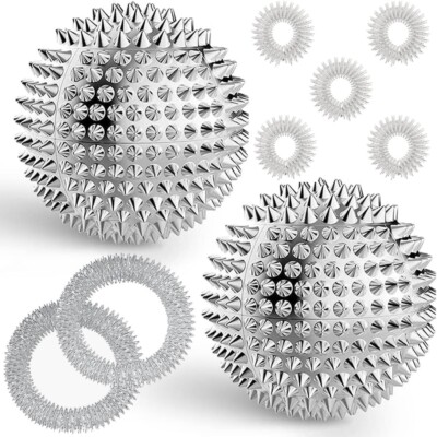 2 Magnetische Akupressur Bälle Set - 5 Massageringe, 2 Armbänder, Stress Relief