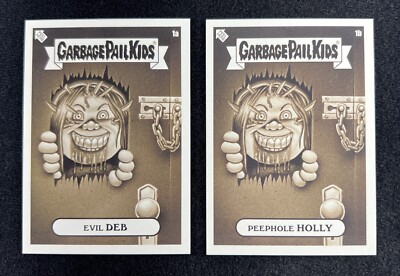 2023 Garbage Pail Kids Oh The Horrible 1A Evil Deb + 1b Peephole Holly Sepia