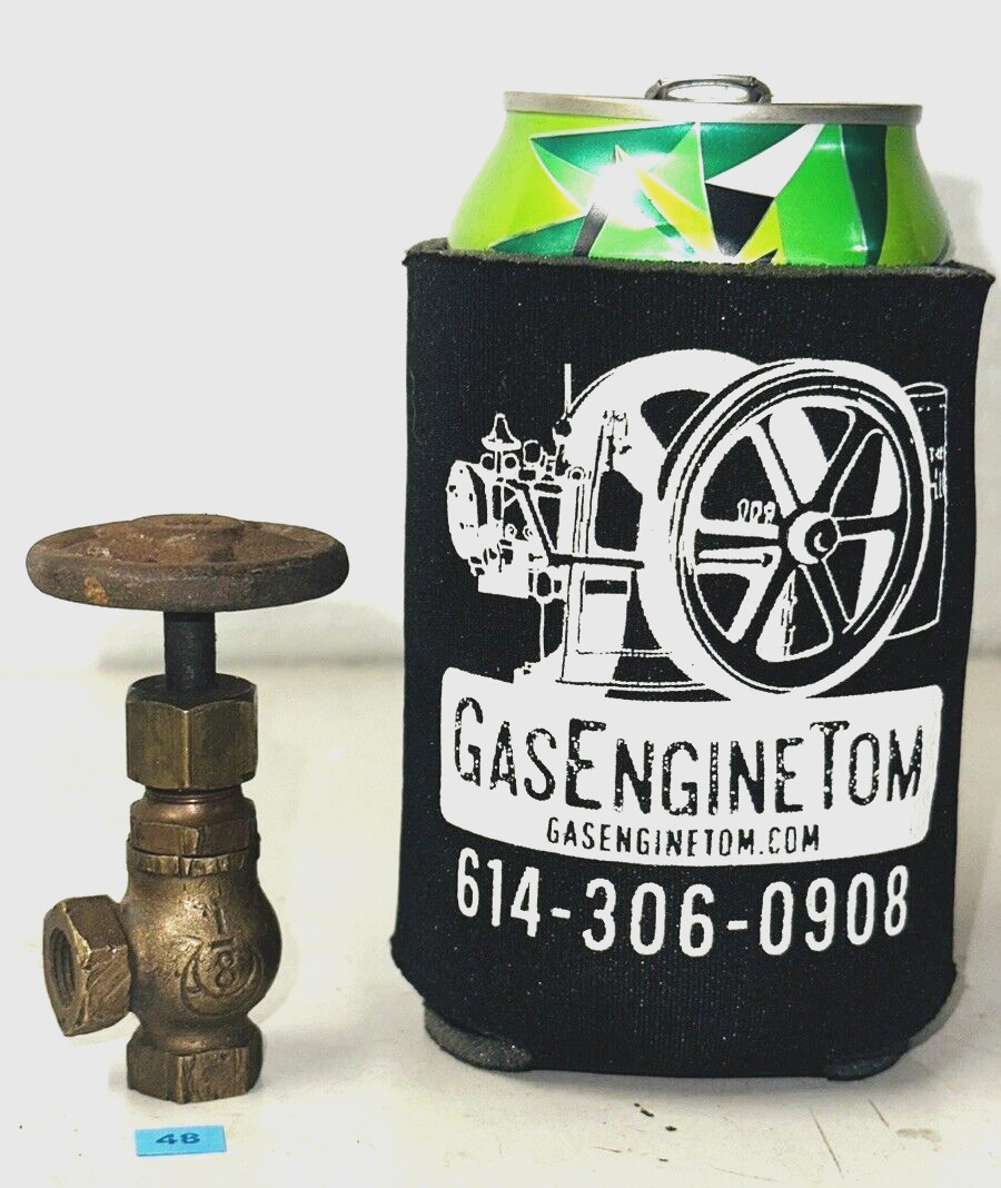 1/8" Angle Brass Gate Valve w/ Union Hit Miss Gas Steam Water Old Metal Knob