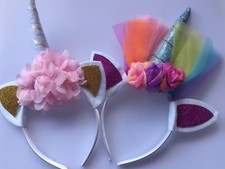 Kids Children Girls Unicorn Horn Pony Costume Birthday Party Hair Head band PROP