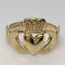 Vintage Hallmarked Made In Ireland 10K Gold Claddagh Ring 2.0 Gram Size 4.75