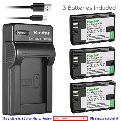 Kastar Battery Slim Charger for Canon LP-E6 LP-E6N LC-E6E & Canon EOS 5D Mark II