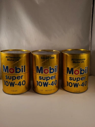 Vtg. 1 MOBIL 1qt SUPER 10W-40 MOTOR OIL UNOPENED Cardboard Can