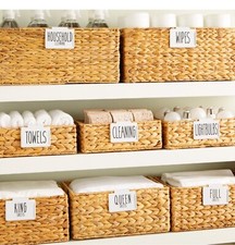 Basket Labels Clip On for Pantry Organization and Storage 3x2 inch Cream