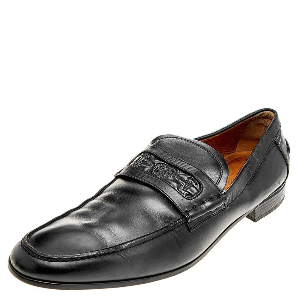 Mocassins à enfiler en cuir noir Gucci en gaufré taille 44,5