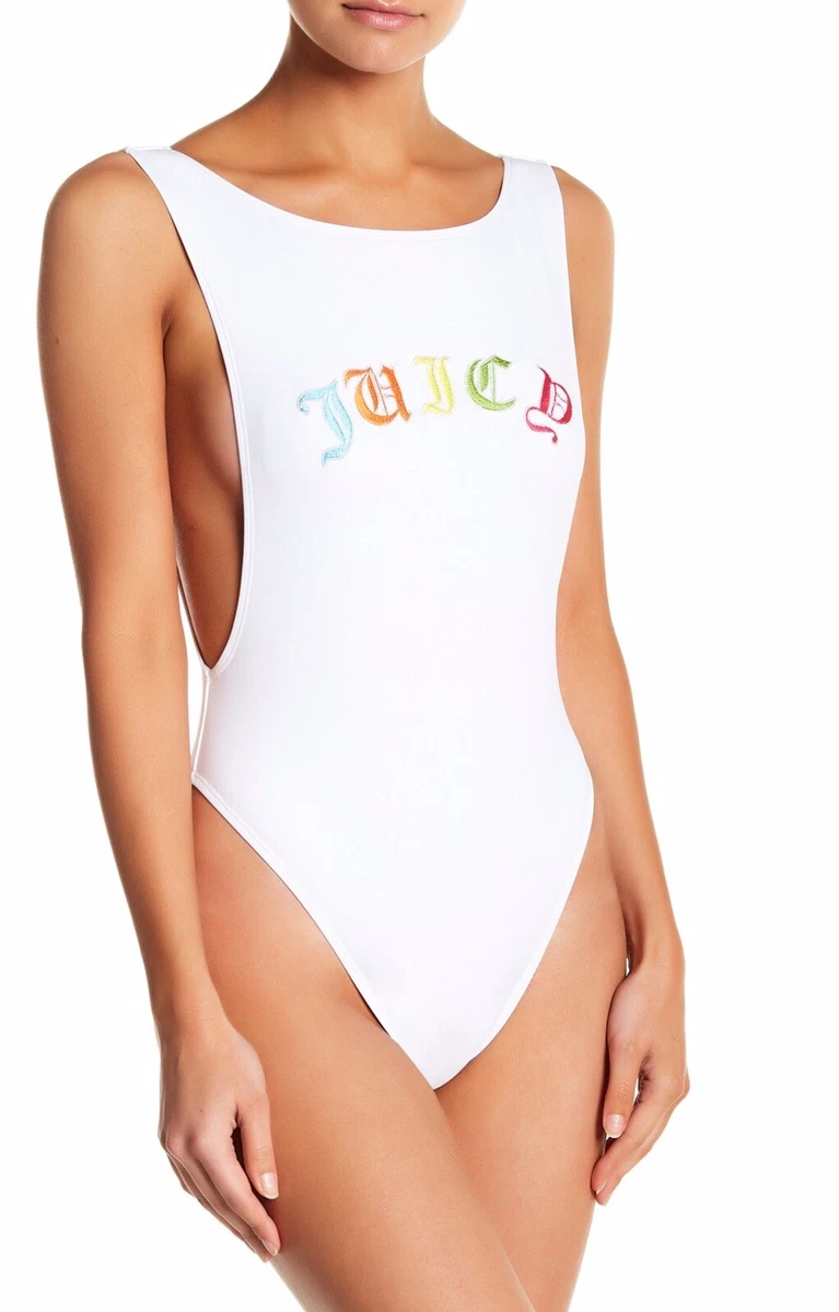 Juicy Couture White Embroidered Juicy One-Piece Swimsuit Small