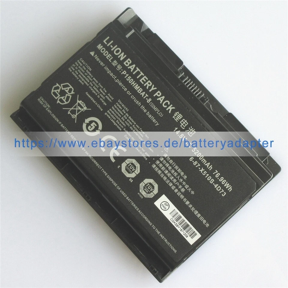 Original 6-87-X510S-4D72 P150HMBAT-8 Akku für CLEVO P150SM Sager NP8278 NP8268 - Bild 2 von 4