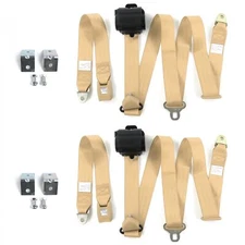 Chevy Impala 1971 - 1976 Standard 3pt Tan Seat Kit w/Brackets-2 Belts