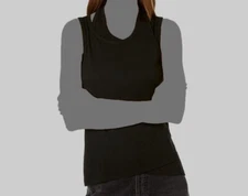 $106 Monrow Women's Black Rib Racer Double-Layer Crewneck Tank Top Size M