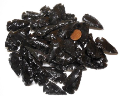 1'' Lot Of 20 Black Obsidian Arrowhead Native Flintstone Jewelery Making Flint