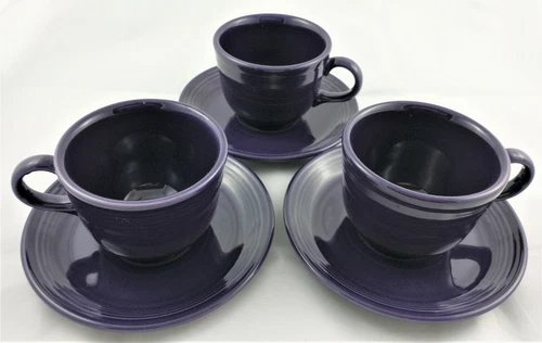 Fiestaware Plum Purple Cup & Saucers Homer Laughlin Retired Color (B17)