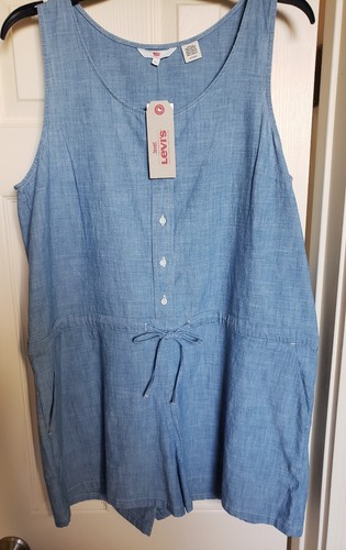 Levi's Shelby Sleeveless Shorts Romper LIGHT WASH (Size X-LARGE) NWT MSRP $65 - Picture 5 of 6