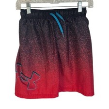 Under Armour Boys Size 14 Swim Trunk Shorts Gradient Red and Black Drawstring