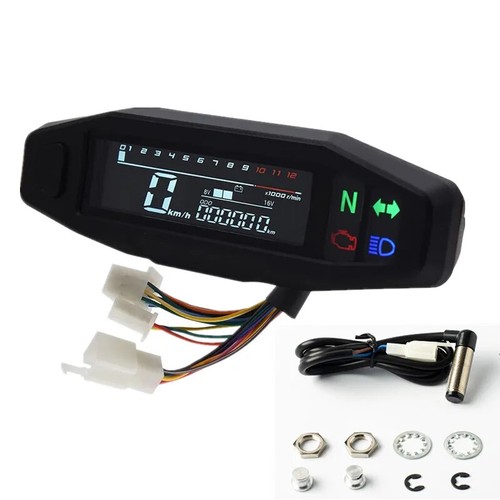 Motorcycle Mini Meter Speedometer LCD Digital Odomete Digital Dashboard Gauge - Picture 2 of 11
