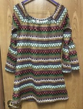 Urban Mango Striped 3/4 Bell Sleeve Boho Tunic Minidress S 2 4