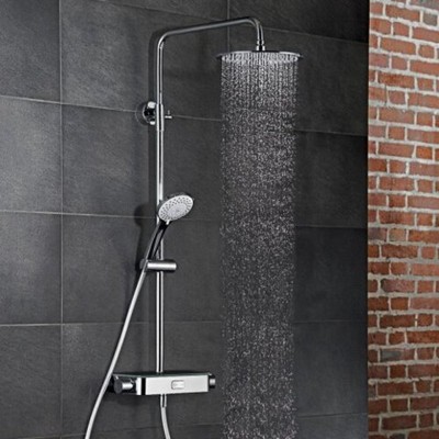 HSK Shower-Set AquaSwitch RS 200 Thermostat, Ablage: Glas schwarz, -08,