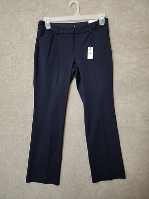 Express Editor Barely Boot Low Rise Pants Womens 8 Short Navy Blue Stretch NEW