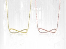 18k Gold Plated Chain CZ Crystal Love Infinite Pendant Womens Necklace N59