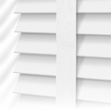 White Faux Wood Venetian Blinds with Tapes - 50mm Slats Wooden Window Blind