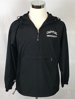 Capital Men's Adult Black Half Zip Athletic Windbreaker Jacket Size Small