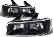 Black Upper Headlights Lamp Left Right for 2003-24 Chevy Express GMC Savana 1500