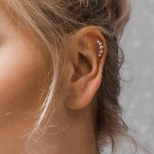 5 Round CZ Set Curve Top Ear Cartilage Piercing Tragus Helix Barbell Studs