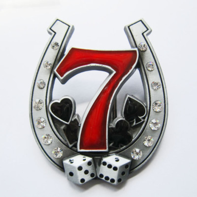 LUCKY 7 Gürtelschnalle USA Buckle massiv Wechselschnalle Rockabilly Player Dice