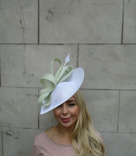 Large White Mint Green Teardrop Feather 