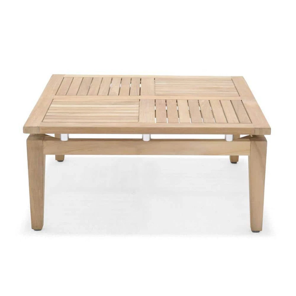 Mesa de centro exterior Amazonia 12" x 25" x 25" cuadrada ecológica teca dorada Foto 4 de 4