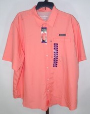 Eddie Bauer Mens Coral Short Sleeve Tech Woven Button Down Casual Shirt XXL NEW