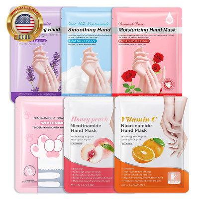 Hydrating Hand Masks, 6PCS Hand Mask Moisturizing Gloves for Men Women, Smooth L