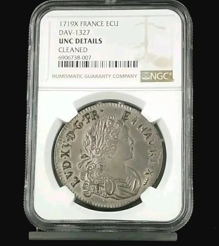 1719X FRANCE ECU 1719-X DAV-1327 NGC UNC DETAILS CLEANED #1368