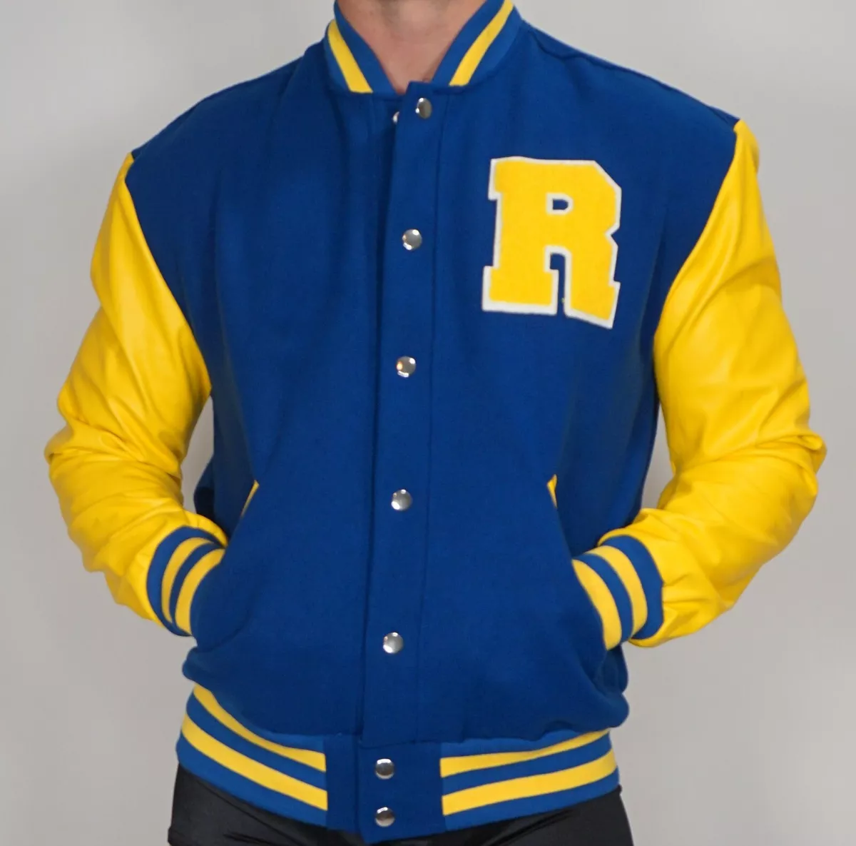 Royal blue and yellow varsity outlet jacket