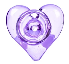 THICK Premium Heart Bong Bowl Slide Glass Water Pipe Bubbler PURPLE Hookah *USA*