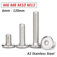 Flat Pan Head Hex Socket Screws Bolts A2 Stainless Steel M6 M8 M10 M12 Grade 6.8