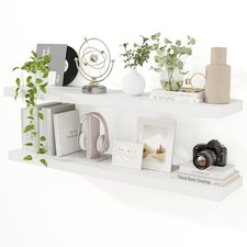Floating Shelves for Wall, 48 inch Extra 48"W x 9.3"D x 1.5"H, Set of 2 White