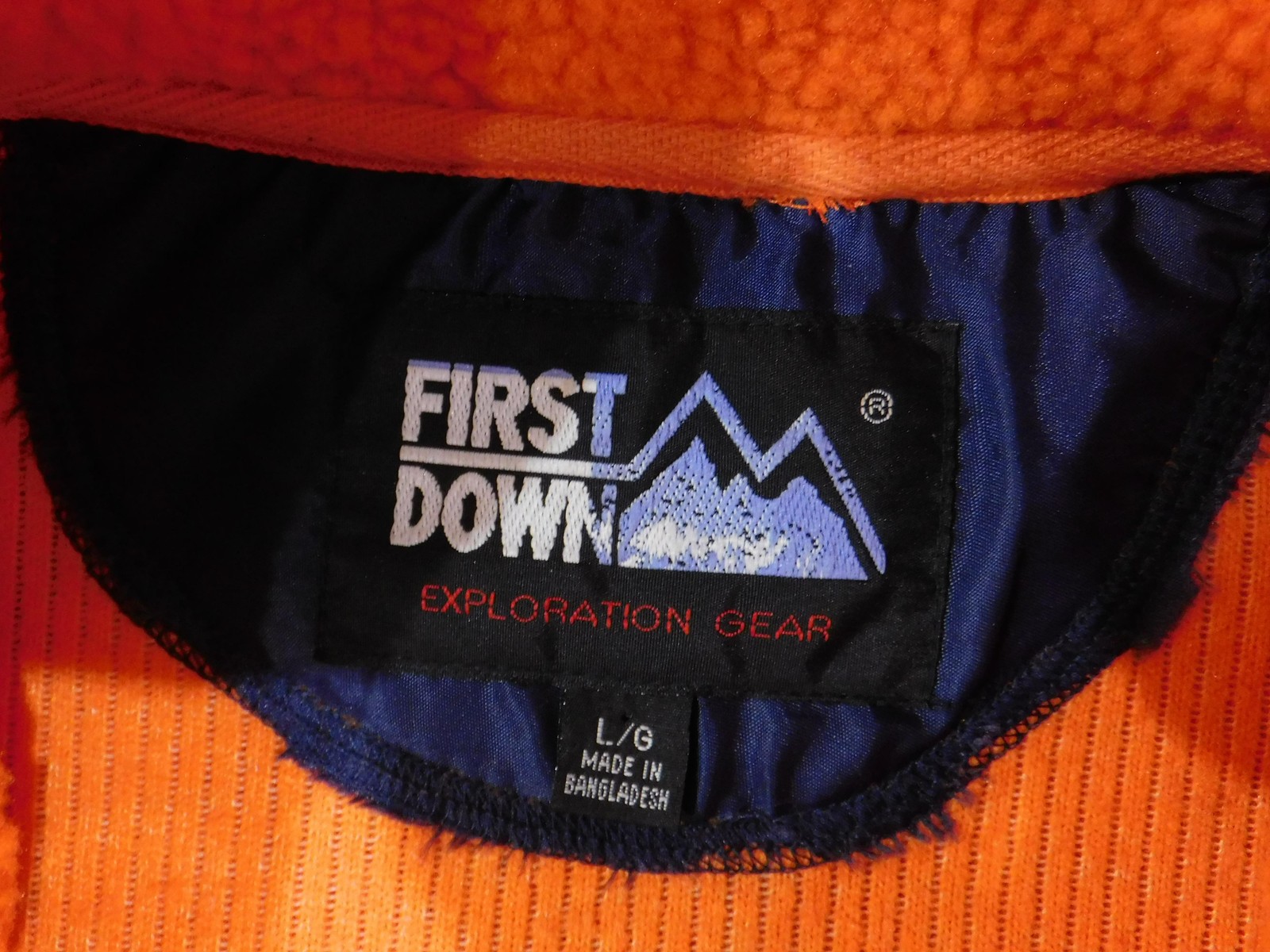First Down Pullover Mens Large Orange Fleece Sher… - image 9