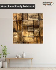 12”x12” Solid Wood Wall Panel – Decorative 3D Wooden Art Panel – Ready to Mount 