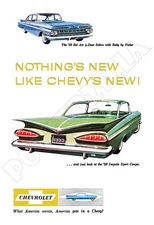 1959 Chevy Impala and Bel Air Advertising Poster - Beautiful Vintage Art!