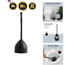 Toilet Plunger and Hideaway Caddy Combo for Bathrooms, 2-Piece Heavy-Duty Set...