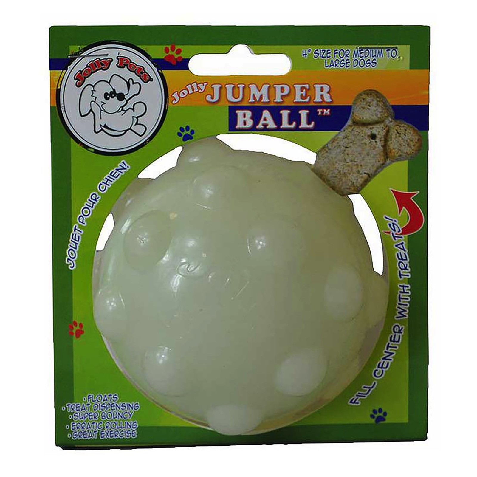 Jolly Pets Jumper Ball Glow In The Dark 4 inch  Erratic Rubb