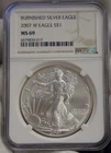 2007 W US Silver Eagle $1 Burnished NGC MS70