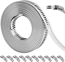 16 FT DIY Hose Clamps Assortment Kit,304 Stainless Steel Hose Clamps  Worm Gear D